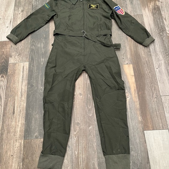 Tipsy Elves Pilot Costume Mens Size XS Green Collared Belted Jumpsuit women M - Picture 3 of 11